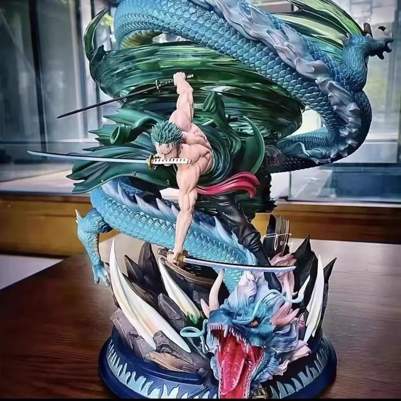 31cm Anime GK Figure Tornado Roronoa Zoro Double Head Carving Model Ornament Three Thousand Worlds Peripheral Gift for Boys