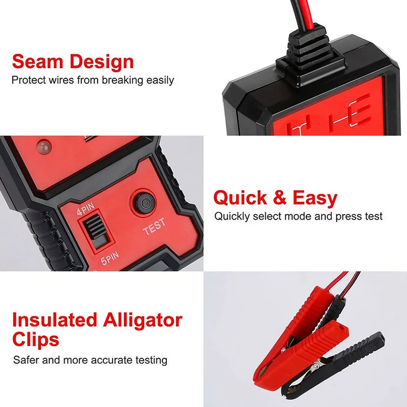 DC 11-15V Car Automotive Relay Tester for 4 Pin 5 Pin Relay Auto Repairing Tool Suitable for Coil Resistance Over 20 ohms Relay