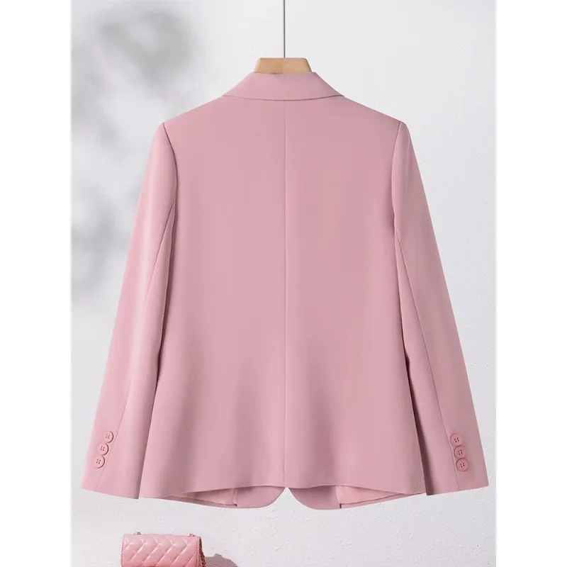 Blazer feminino elegante de terno rosa, manga comprida, peito único, roupa de trabalho, casaco formal, jaqueta feminina do escritório, feminino, outono, inverno