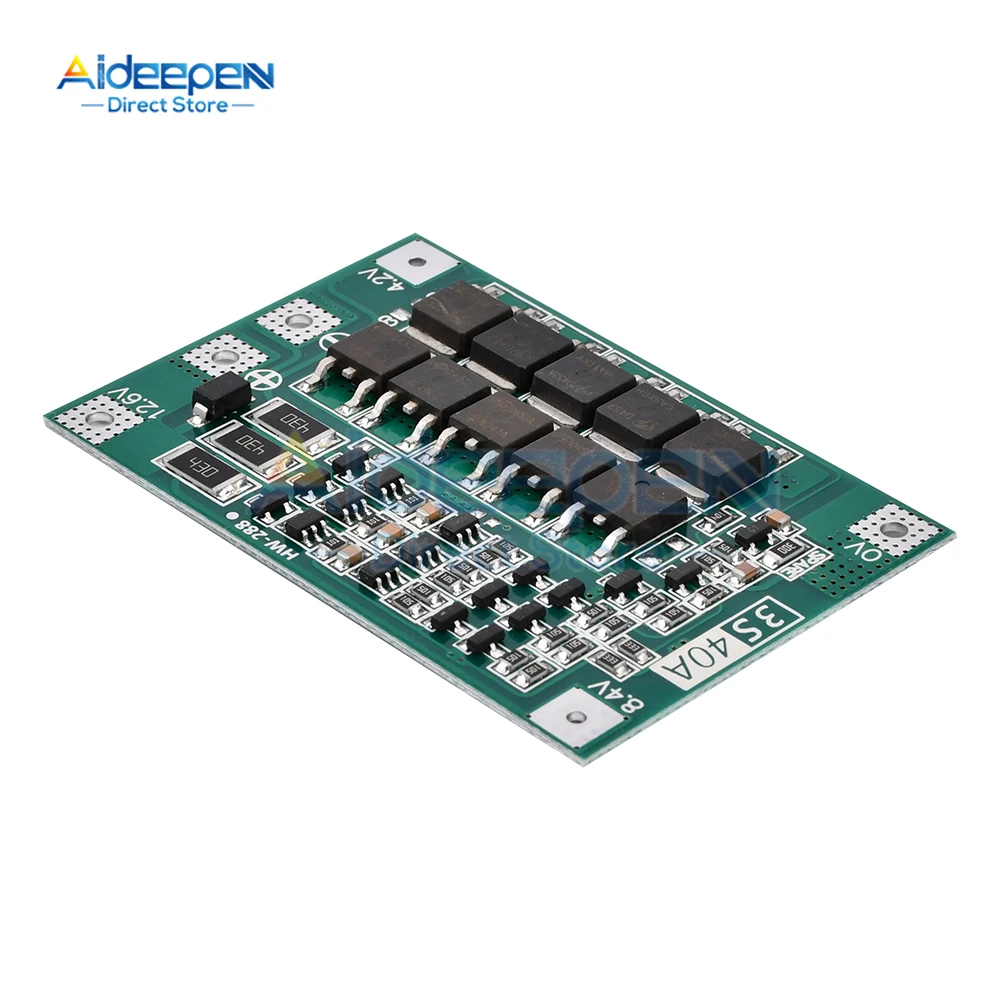 Placa da proteção do carregador da bateria do lítio, 18650 BMS broca o motor, aumenta o equilíbrio, 3S, 4S, 25A, 40A, 60A, 11.1V, 12.6V, 14.8V, 16.8V