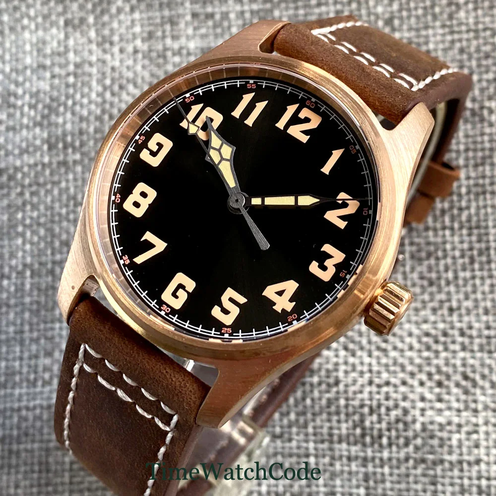 

Solid Bronze CUSN8 200m Diver Automatic Men's Watch NH35A PT5000 39mm Sapphire Crystal Black Dial Date Leather Strap Tandorio