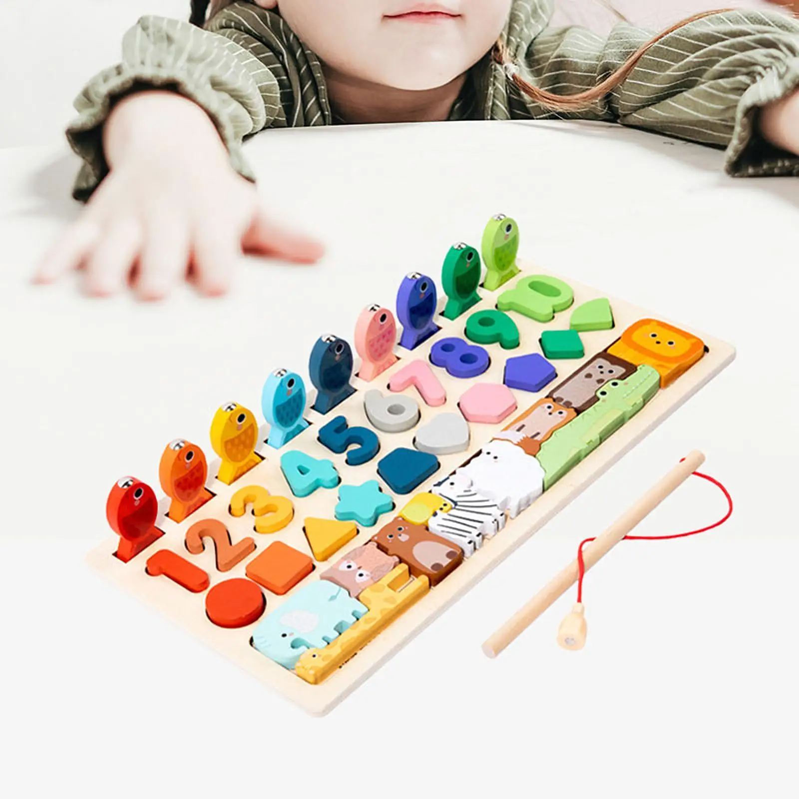 Wooden Fishing Game Hand Eye Coordination Color Matching Color Shape Sorting Matching for Boys Girls Children Kids Baby Gift