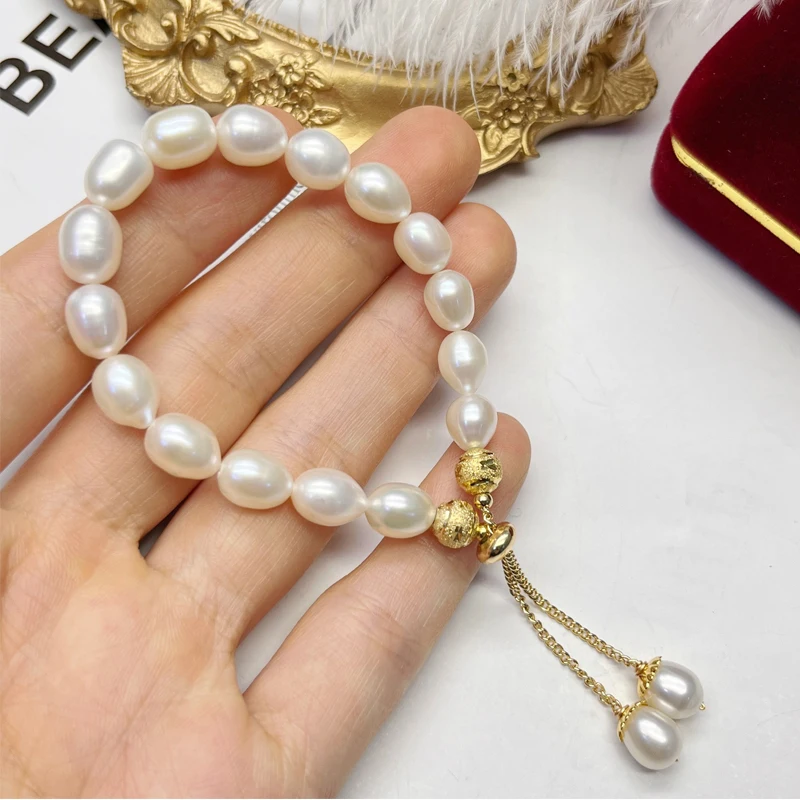 HOOZZ.P Natural Real Baroque Bracelet With Pearl Adjustable Female Gift Gold Plated Copper White Pink Lavender Multi Color Beads