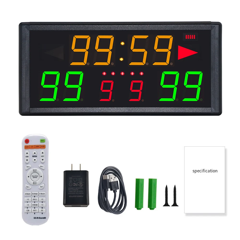 Attacktime LED Scoreboard 2.4G Remote Control Aluminum Alloy Electronic With Power Adapter 5V/2A Type-C Charging