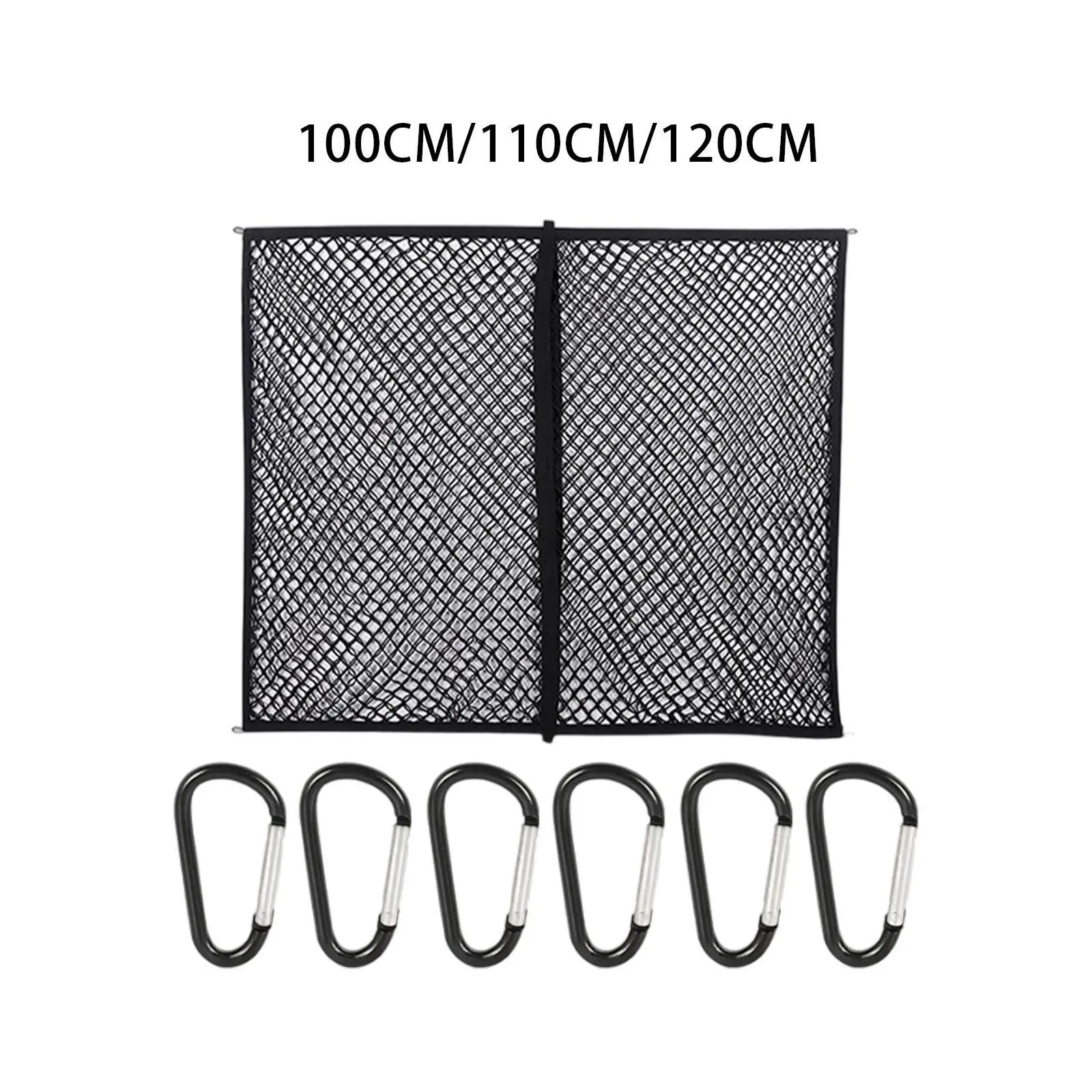 Pickup Truck Bed Cargo Net Double Layer Elastic Nylon Mesh Organizer for SUV Car Trunk Storage Stretchable with Metal Hooks