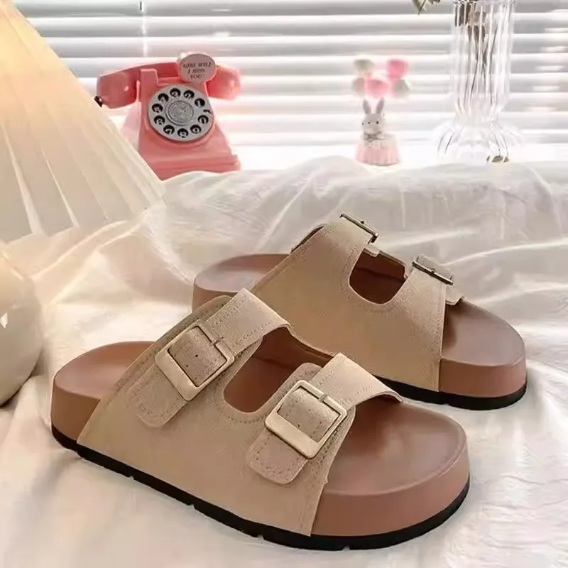 

Женские летние сандалии на толстом каблуке для улицы, новинка 2026 года, простой дизайн, премиум-класс, пляжные шлепанцы для беременных