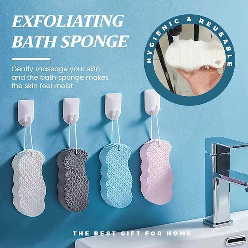 Esponja 3D exfoliante para baño, esponjas para fregar a escamas de pescado, herramienta para fregar el baño para adultos y niños, herramienta para