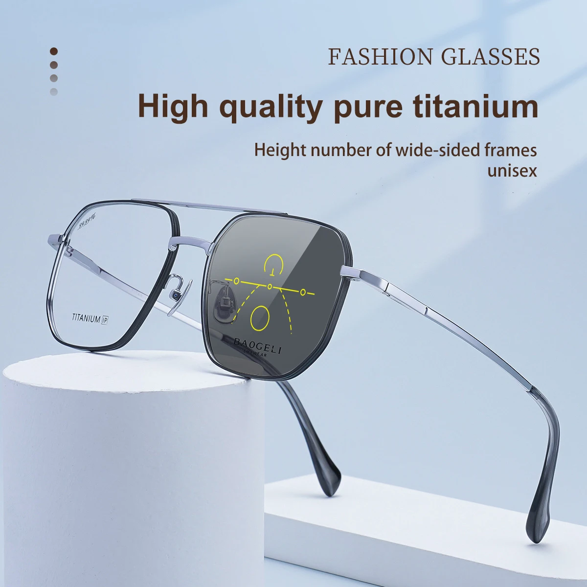 VICKI Pure Titanium Glasses New Men's and Women's Binocular Glasses Can Be Customized Prescription Multi-focus Glasses B-90002