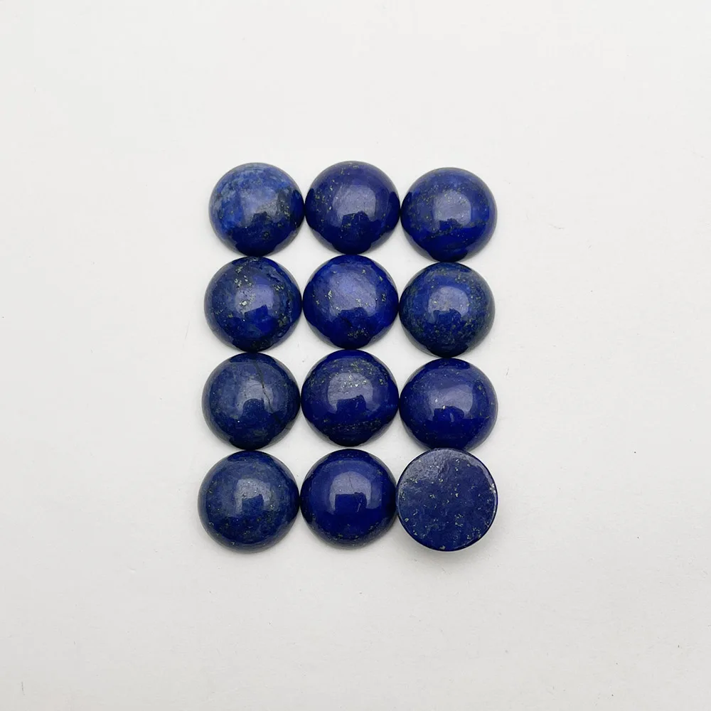 Fashion lapis lazuli 16mm Natural gem Stone cabochon Charm round bead jewelry making Ring earring accessories 12pc Flat bottom