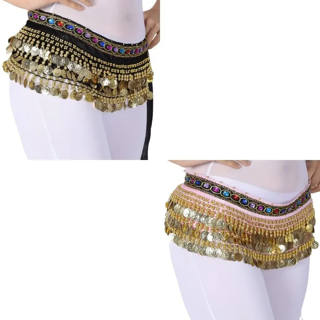 39BD Women Belly Dance Tance Hip Scali Spódnica Tańca Tańca Złote Monety