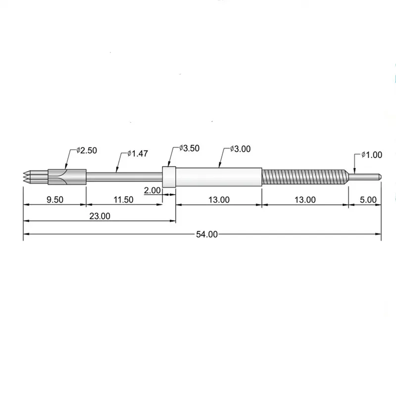 5 peças PH-18M3 23l sonda de aço de alto carbono agulha de teste de mola de três pontas 3.5mm agulha de plástico branco isolada