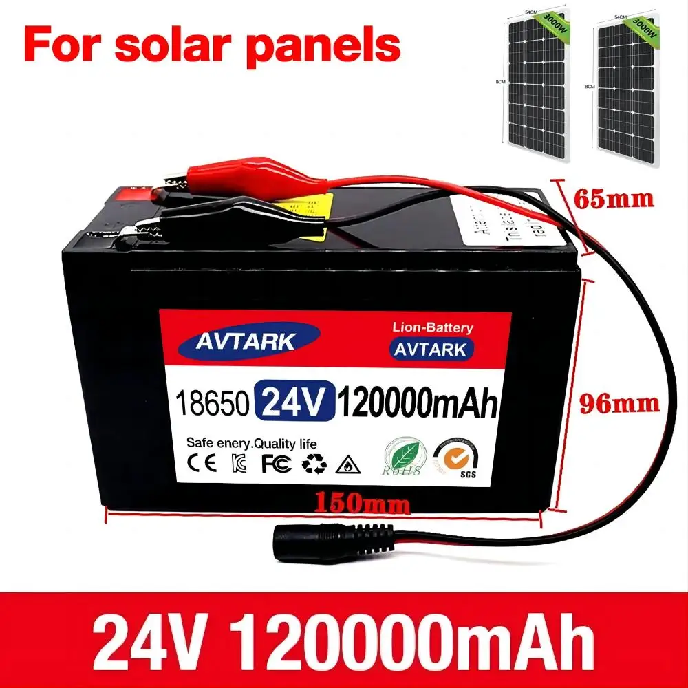 12V Battery 120Ah 18650 lithium battery pack Rechargeable battery for solar energy electric vehicle battery+12.6v3A charger