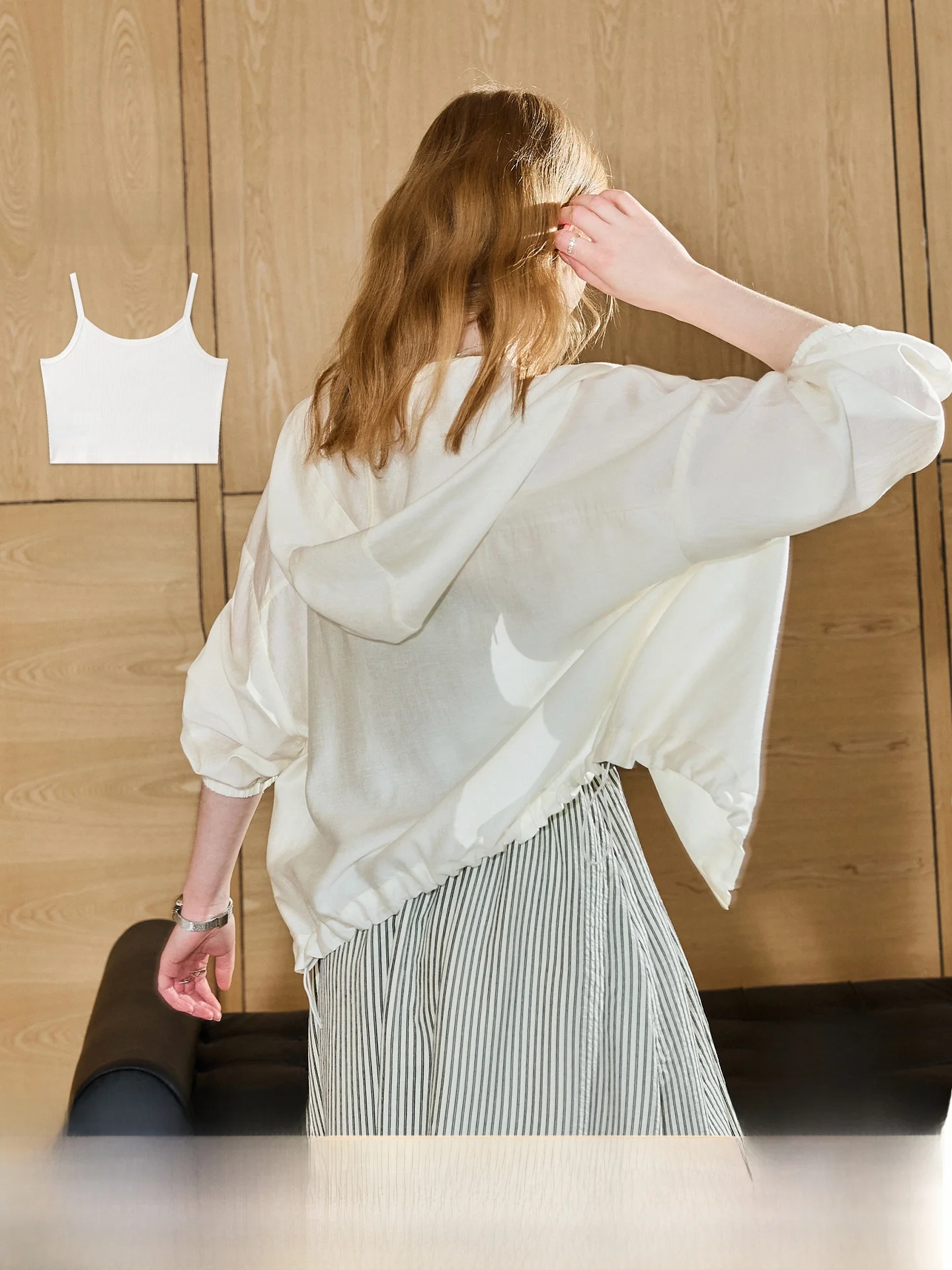 Women's Hooded Linen Blend Air Conditioning Shirt Jacket KUHNMARVIN Casual Breathable Long Sleeve Zipper Closure  Color