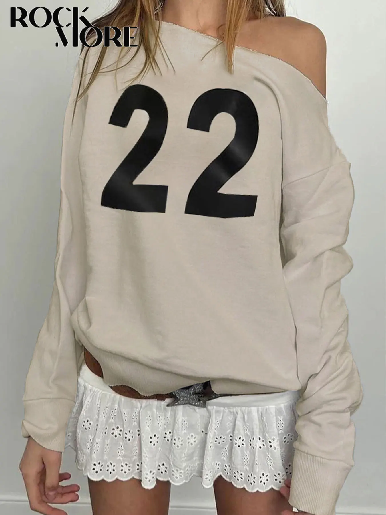 Женский свитшот с открытыми плечами, длинным рукавом и вырезом лодочкой