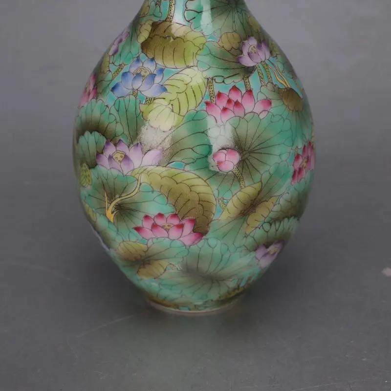 Famille Rose Hand Painted Lotus Pond Gallbladder Vase Chinese Antique Style Porcelain Home Decor Gift