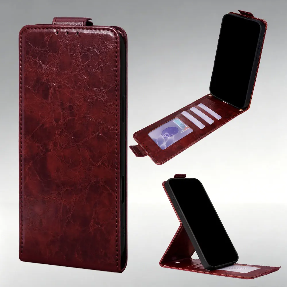 Premium Shockproof Card Slots Oil Wax Up-Down Flip Leather Case For Motorola Edge 70 Fusion 5G Edge 60 Fusion Edge 50 Edge 40