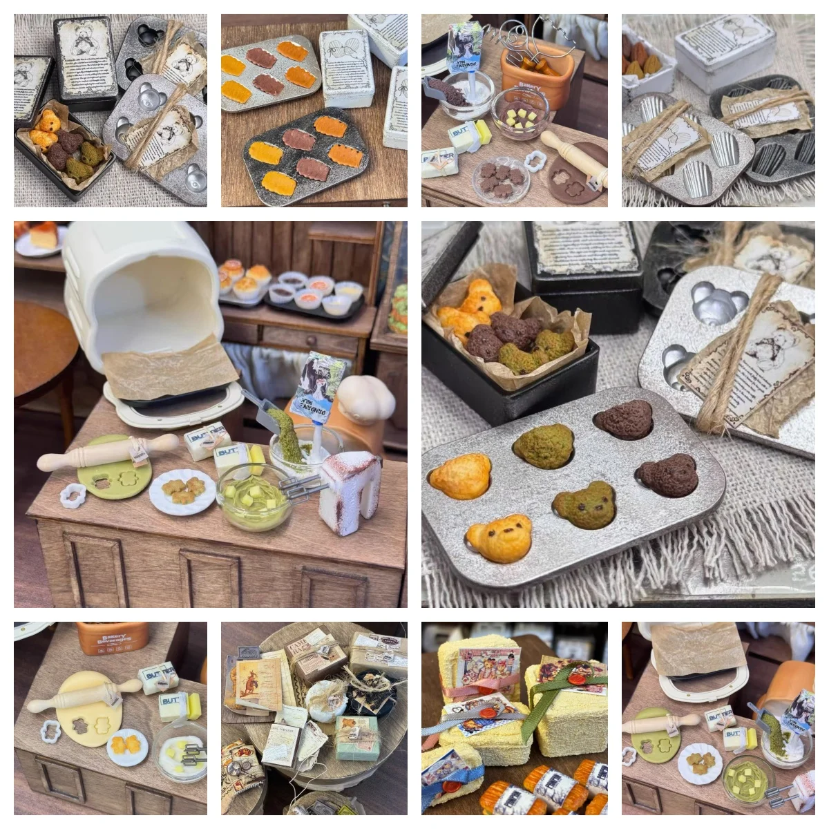 

Dollhouse Miniature Bakery Tools Set Madeleine Cookie Mold Tiny Whisk Menu Board Notebook Model for Doll Kitchen Scene Decor Diy