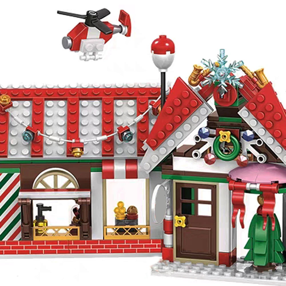 Especialista criativo Casa Vermelha Santa moc Bloco de Construção modelo Halloween ação de graças brinquedo presentes Natal Ano Novo 11093 492pcs