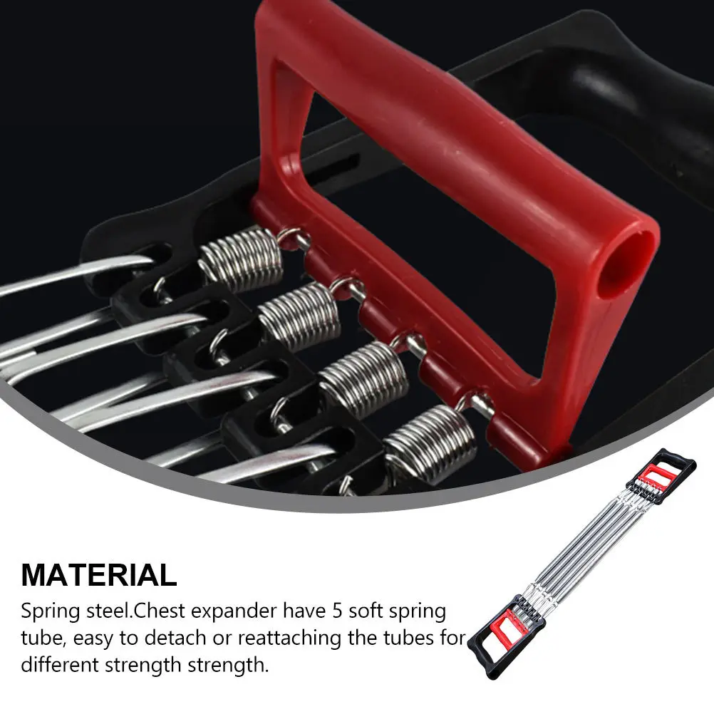 5-스프링 체스트 익스팬더 조절 가능한 두꺼운 탄성 튜브 친환경 미끄럼 방지 핸들 근육 훈련 장비 체스트 풀러