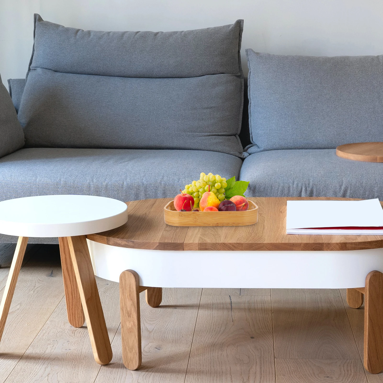 

1pc Bamboo Storage Tray Multifunctional Food Serving Tray For Breakfast Dessert Fruit Portable Lightweight Home Tea Art Coffee