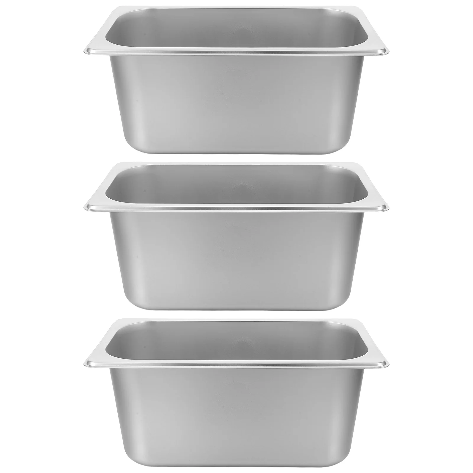 

3Pcs Steam Table Pan Premium Stainless Steel Flat Bottom Anti-Jamming Buffet Food Storage Tray Commercial Catering Hotel
