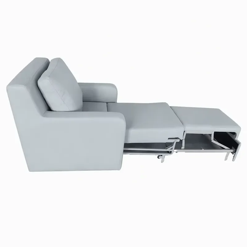 White Convertible Escort Waiting Sofa with 6 Silent Medical Casters Ward Equipment Furniture Couch Bed for Hospital Clinic