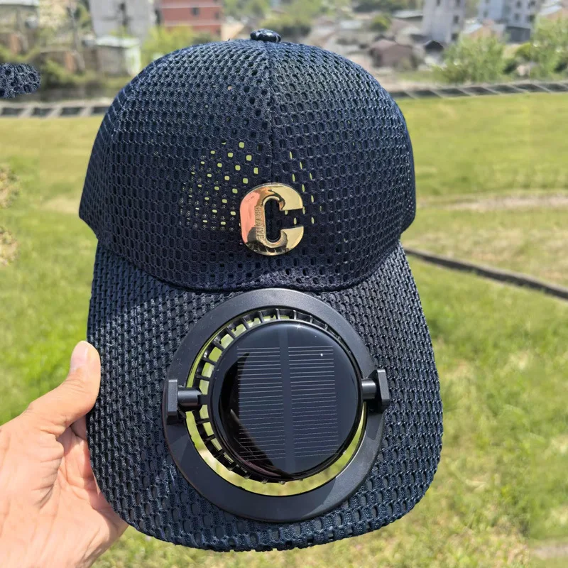 

Новая кепка с солнечной зарядкой и вентилятором, летний стиль с удлиненным козырьком, дышащая сетка, защита от солнца, бейсболка для пар с защитой от солнца