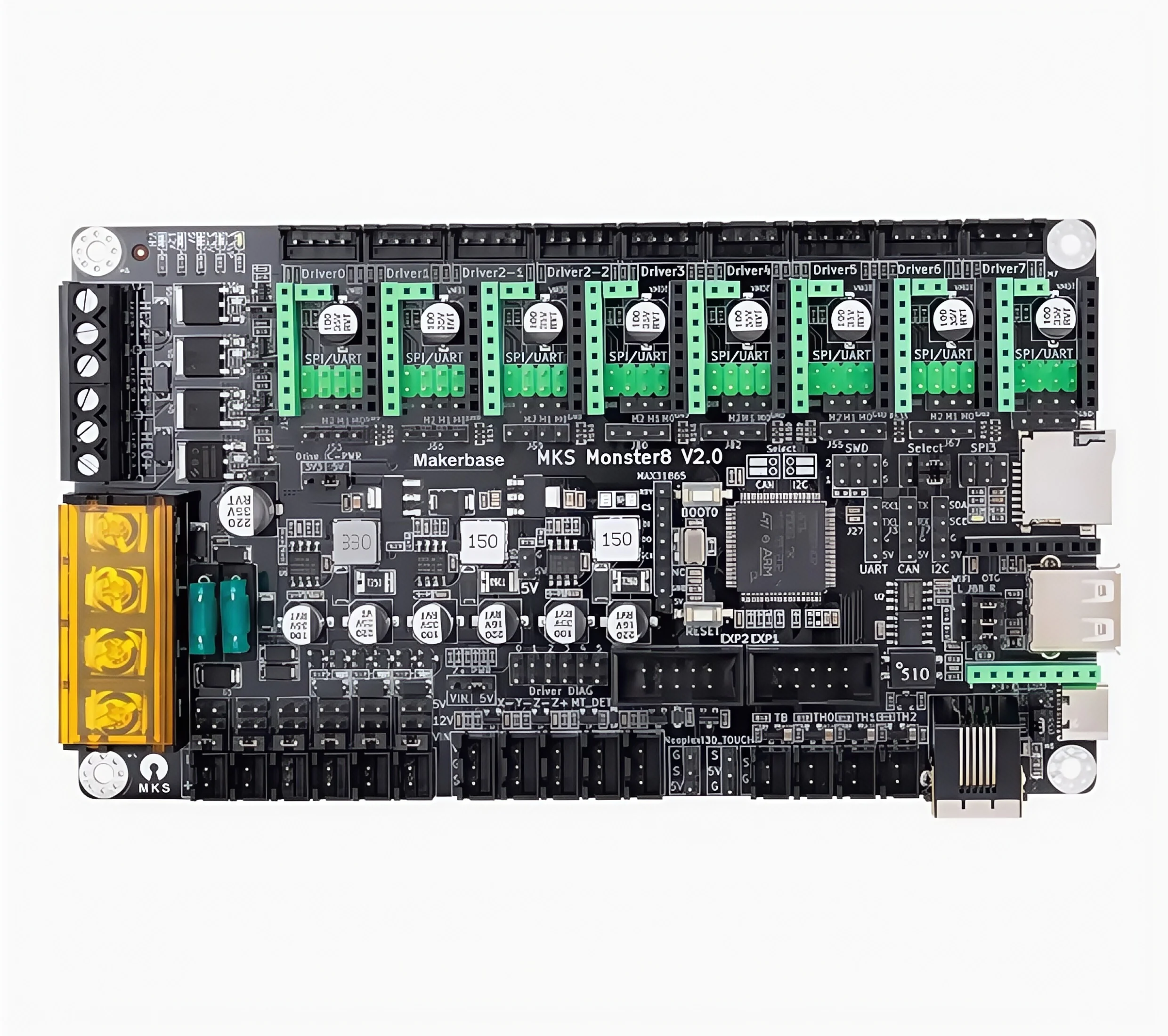 

MKS Monster8 V2.0 +MKS mini12864 V3 Monster 3D-принтер, материнская плата, главное управление voron, 8-осевая встроенная плата управления
