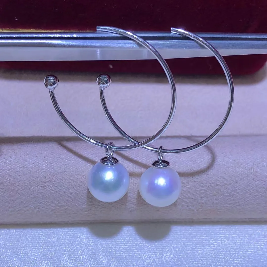 

Wholesale S925 Sterling Silver Earrings Mount Findings Settings Base Mounting Parts Accessory for 9-10mm Pearls 5 pairs/lot