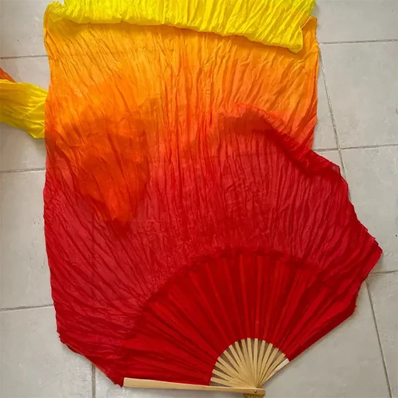 150cm丈 ダンスファン グラデーションカラー ダンサー 練習用 ロング イミテーション ダンス小道具 シルクファン 右手用 パフォーマンス小道具 1個