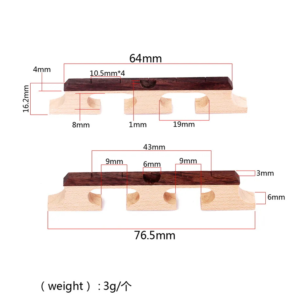 Rosewood 5 String Bridge for Banjo Wooden Base Durable Maple Clear Tone Articulate Sound Replacement Banjo Bridge