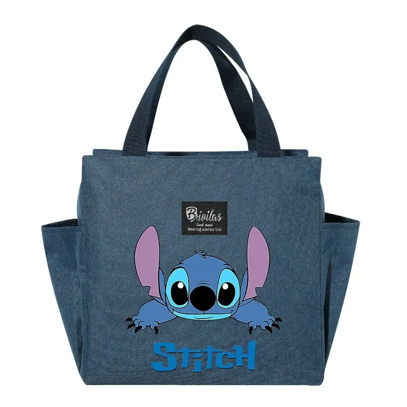 Disney Stitch Angel Kawaii Figure Printed Lunch Bag Hot Sale Cute Cartoon Women Men Bags Outdoor Picnic Handbag Girls Gifts