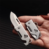 Portable Folding Knife Keychain Stainless Steel Outdoor Camping Survival Pocket Self-defense Sharp Knife Key Ring Bag Pendant