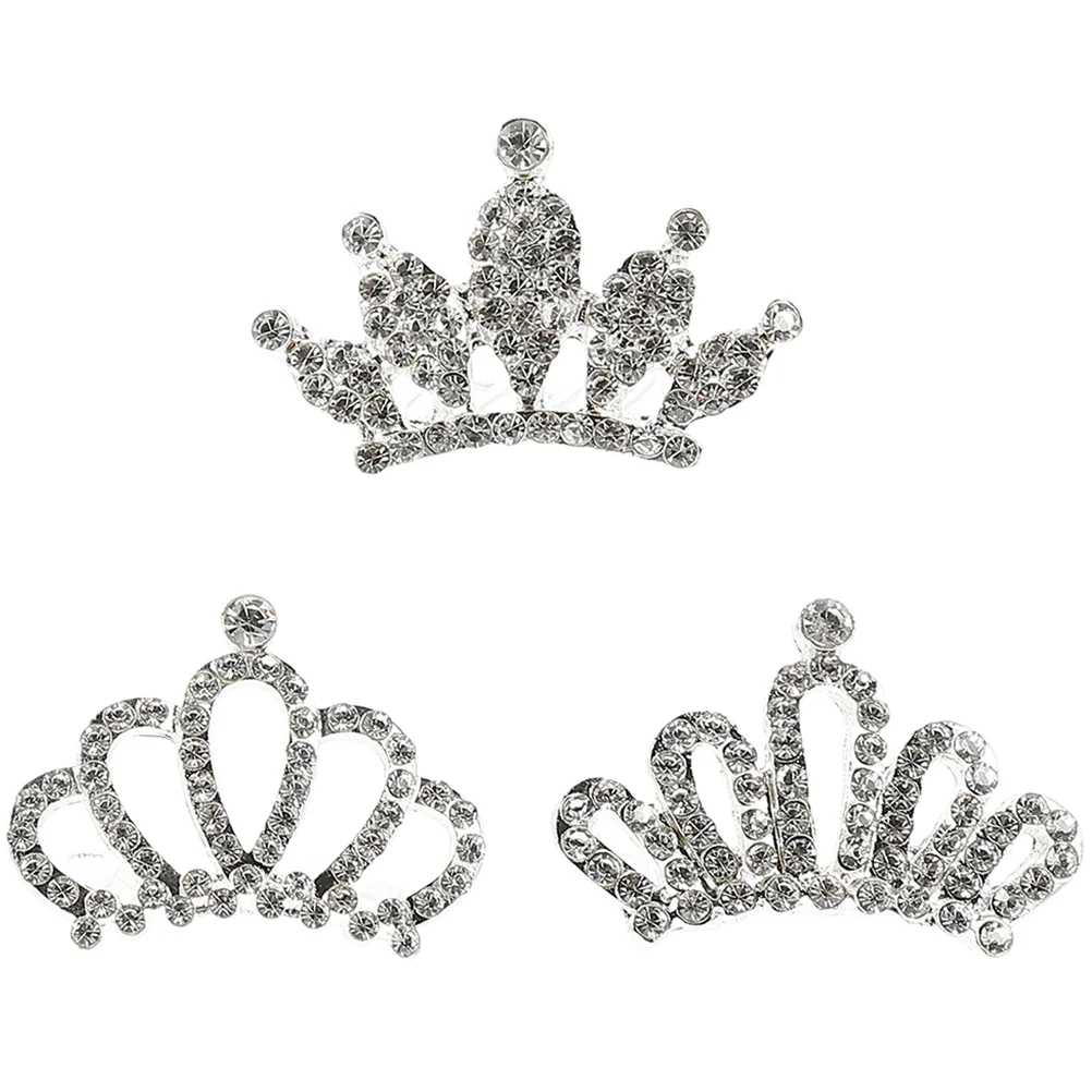 

3 Pcs Beautiful Hair Accessories Little Girls Rhinestone Tiara Cute Eye-catching Small Comb Alloy Tiaras Baby