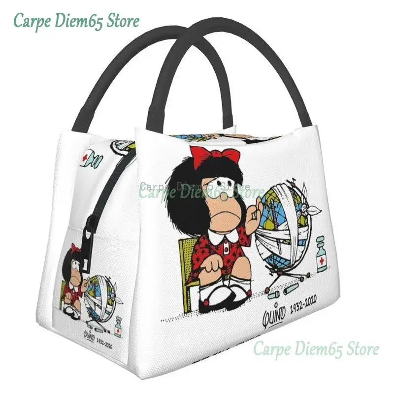 Quino Comics Mafalda Insulated Lunch Tote Bag for Women Cartoon Manga Portable Cooler Thermal Food Lunch Box Hospital Office