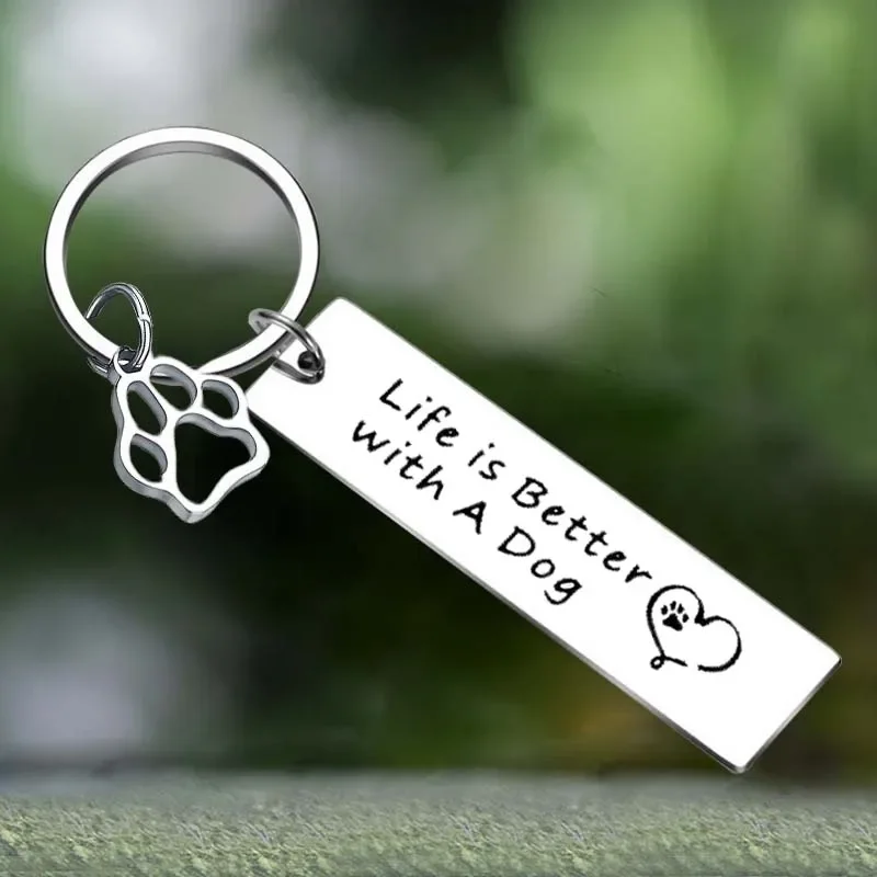 Cute Dog Lover Keychain Dog Paw Print Key Chain Pendant Jewelry Veterinarian Dogs Mom Dad Dogs Owner Animal Rescue Vet Tech gift