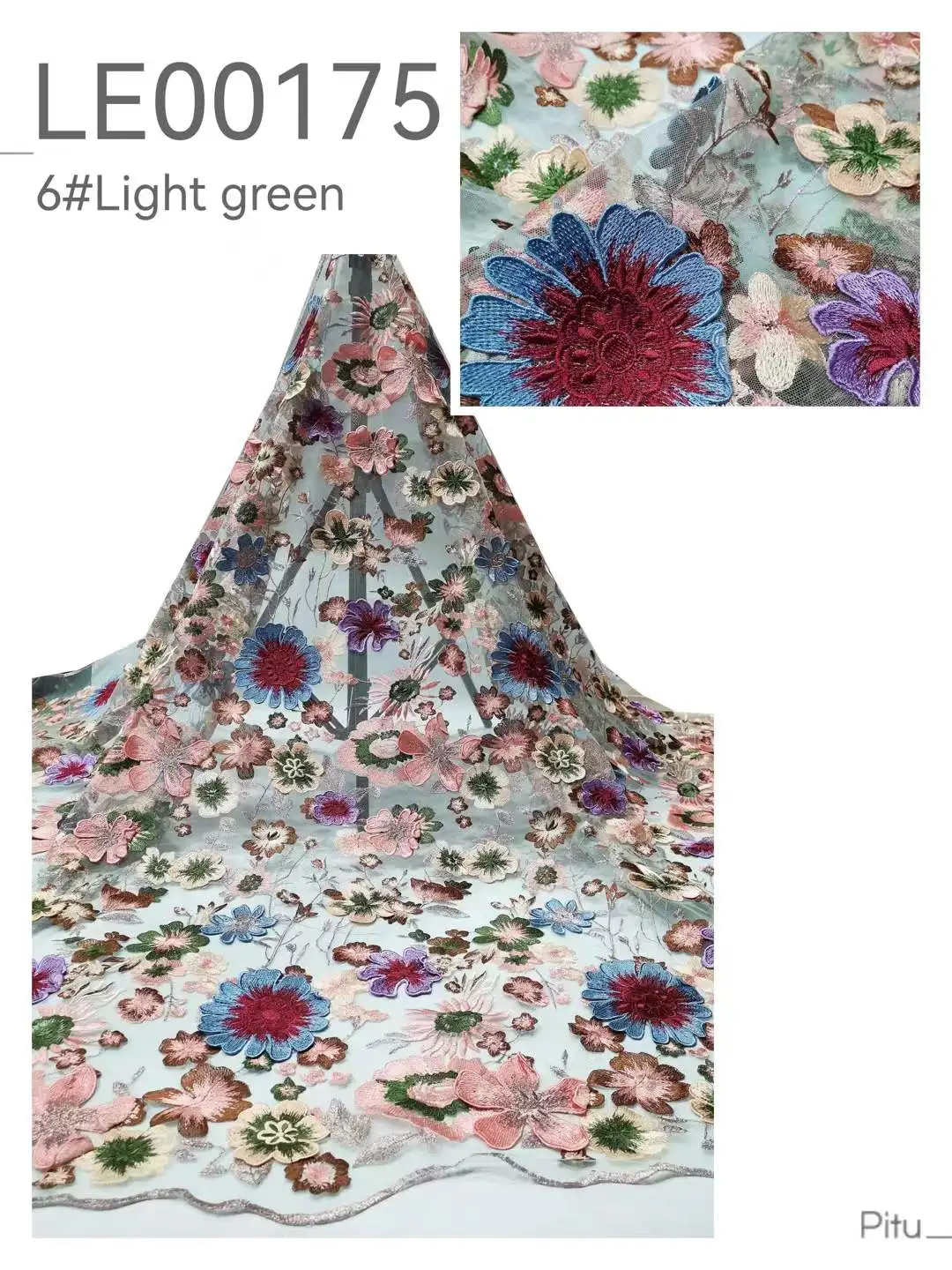 

New Design Luxury 3D Flowers Applique Lace Fabric For Wedding 2025 New Design French African Tulle Lace Fabric For Evening Dress