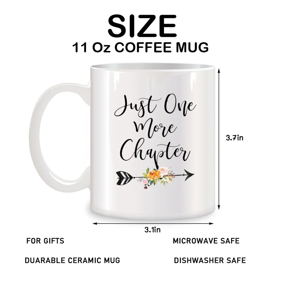 Just One More Chapter Mugs For Readers Birthday Novelty Coffee Ceramic Tea Cups White 11 oz