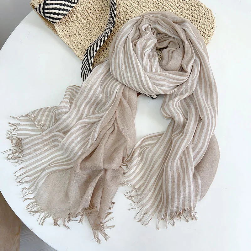 73*200CM Soft Modal Striped Men and Women's Cotton Scarves for Spring and Summer Sun Protection Shawl Scarf