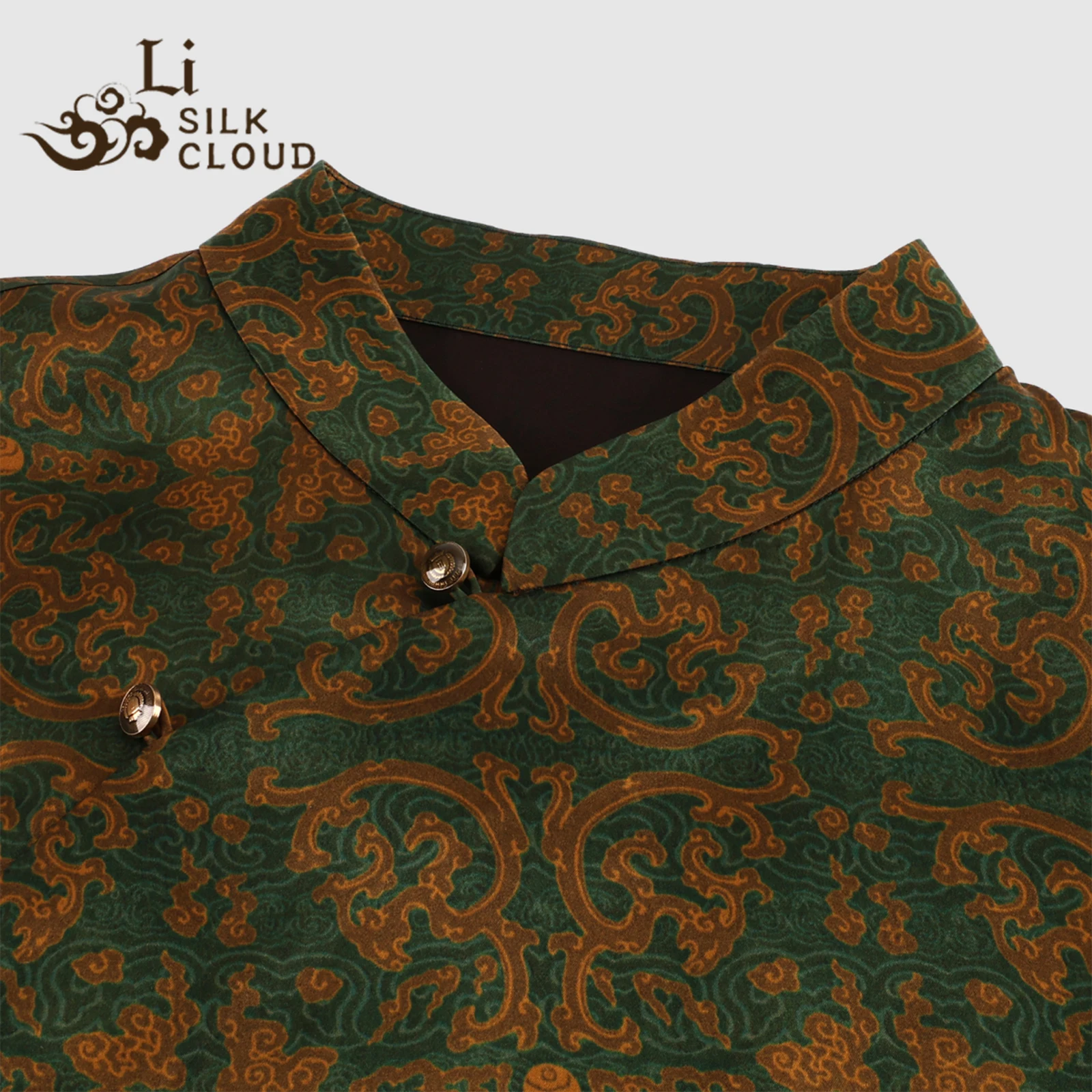 LI SILK CLOUD Xiangyunsha Long-Sleeve Outerwear -  100% Silk, Chinese Classic Style with Vintage Prints