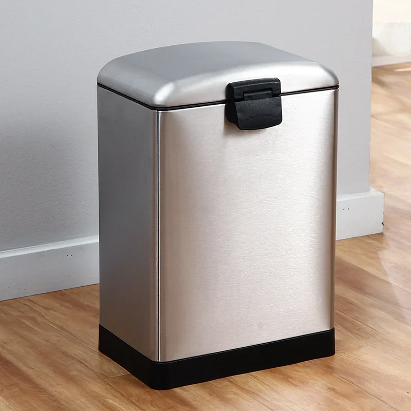 

Kitchen Waste Bin 9L, Square Trash Can with Cover,Pedal Garbage Bin, Stainless Steel Double Bucket Design for Efficient Disposal