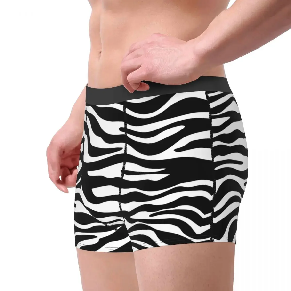 Zebra Print Men's Underwear Animal Skin Texture Boxer Briefs Shorts Panties Funny Breathable Underpants for Homme Plus Size