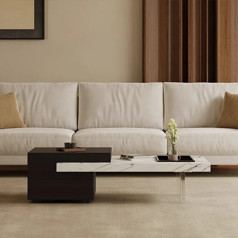 

# Light Luxury Rock Board Coffee Table, Living Room, Small Unit Drawer, Suspended Angle Table, TV Cabinet Combination