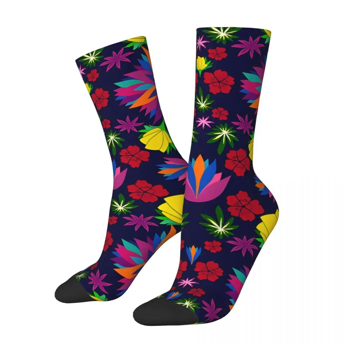 Vintage Floral Burst Men's compression Socks Unisex Harajuku Pattern Printed Novelty Crew Sock