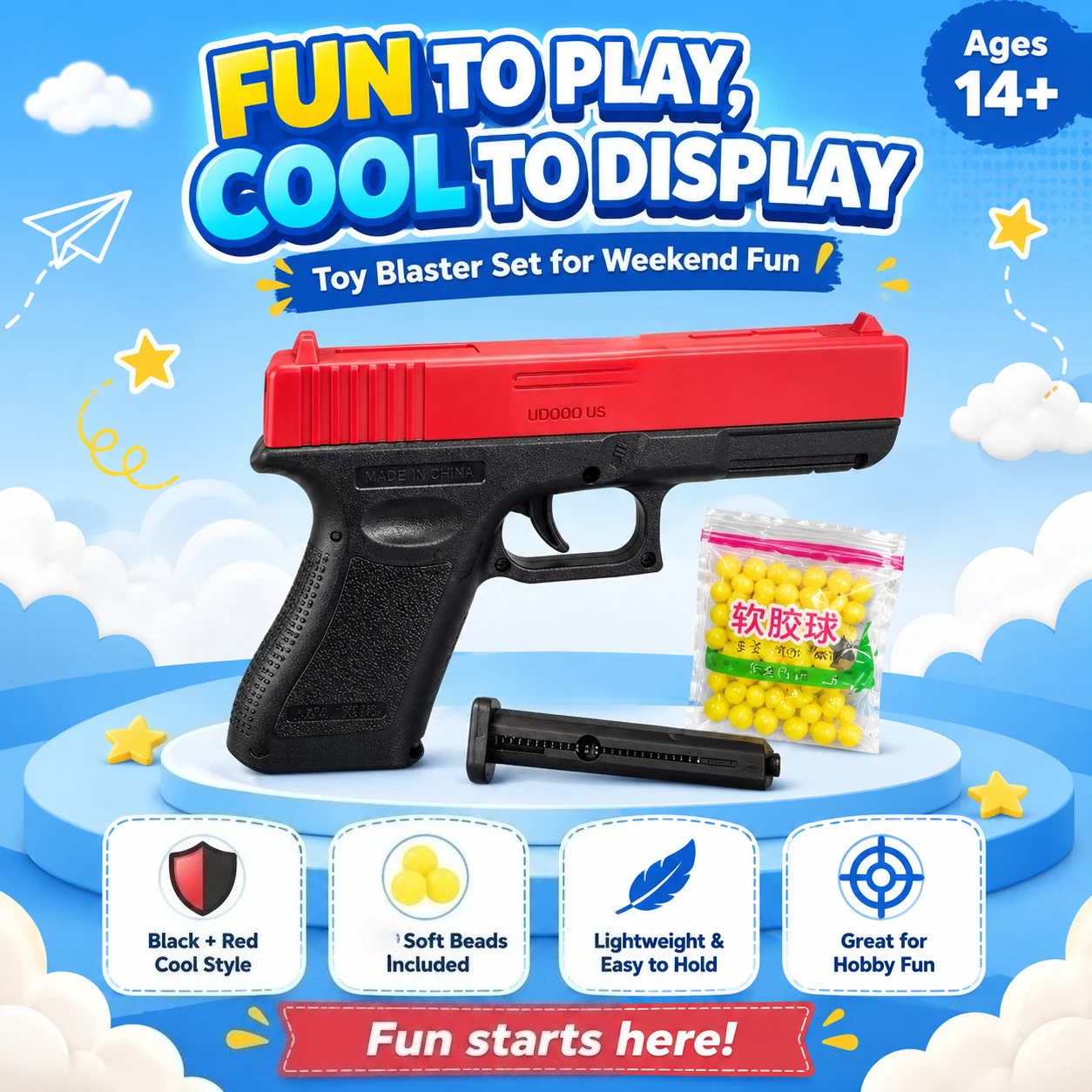 Manual Operated Toy Guns, Soft Rubber Bullets Included, Indoor & Outdoor Activity Gear