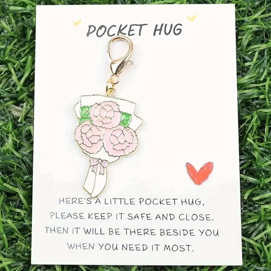 1/5/10/20/50/100pcs 1 pc./2 pcs. Carnation Keychain with Greeting Card, Birthday, Party, Wedding, Holiday, Inspirational Card, U