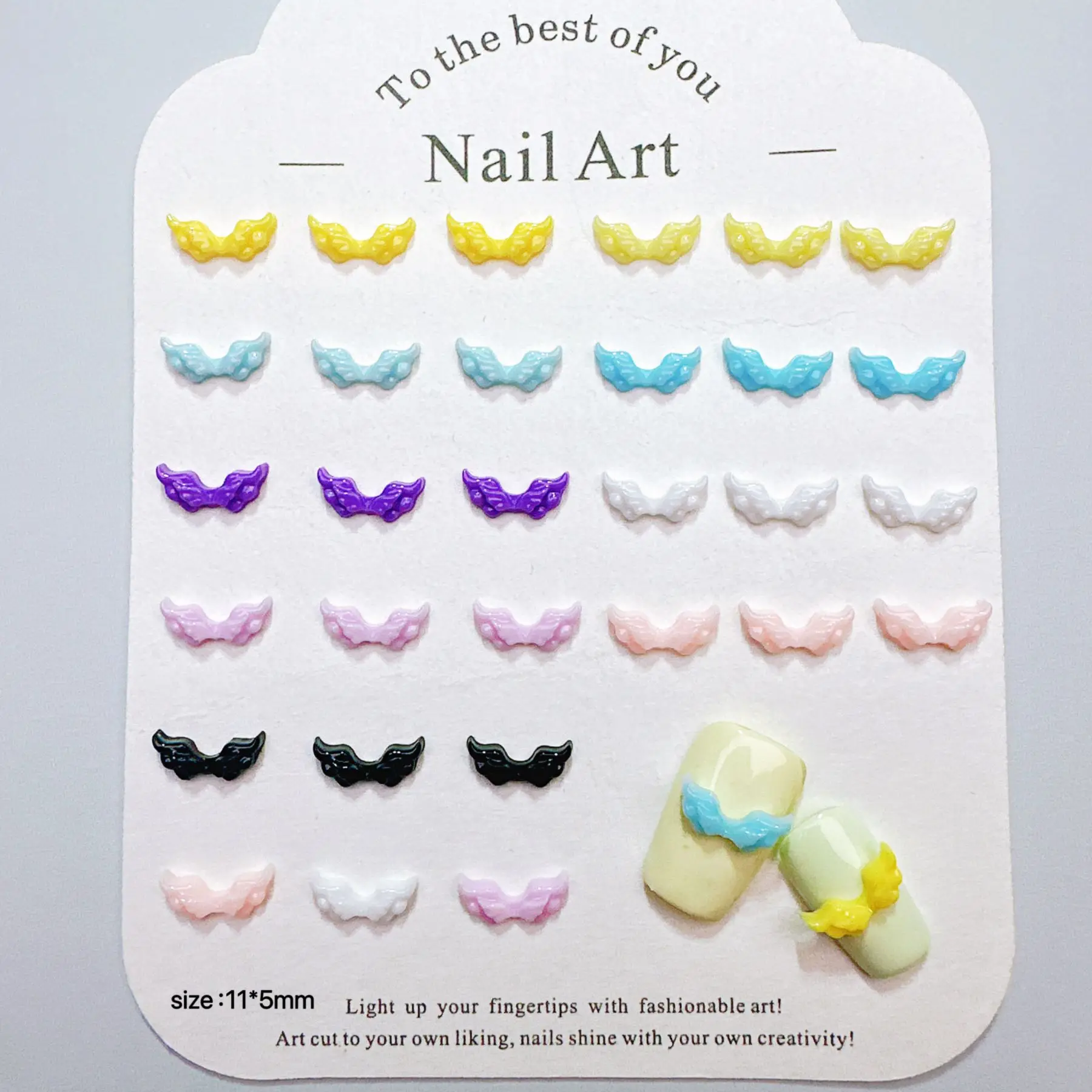 

100Pcs/bag Resin Bow Nail Charms - Versatile Solid Color Double-Layer Wings, Press-On Nail Decor for Kawaii Manicures