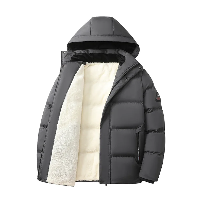 

Detachable Hat with Thick Fleece for Men's Winter Clothing Cotton Coat Windproof and Waterproof Jacket Fashionable Jacket