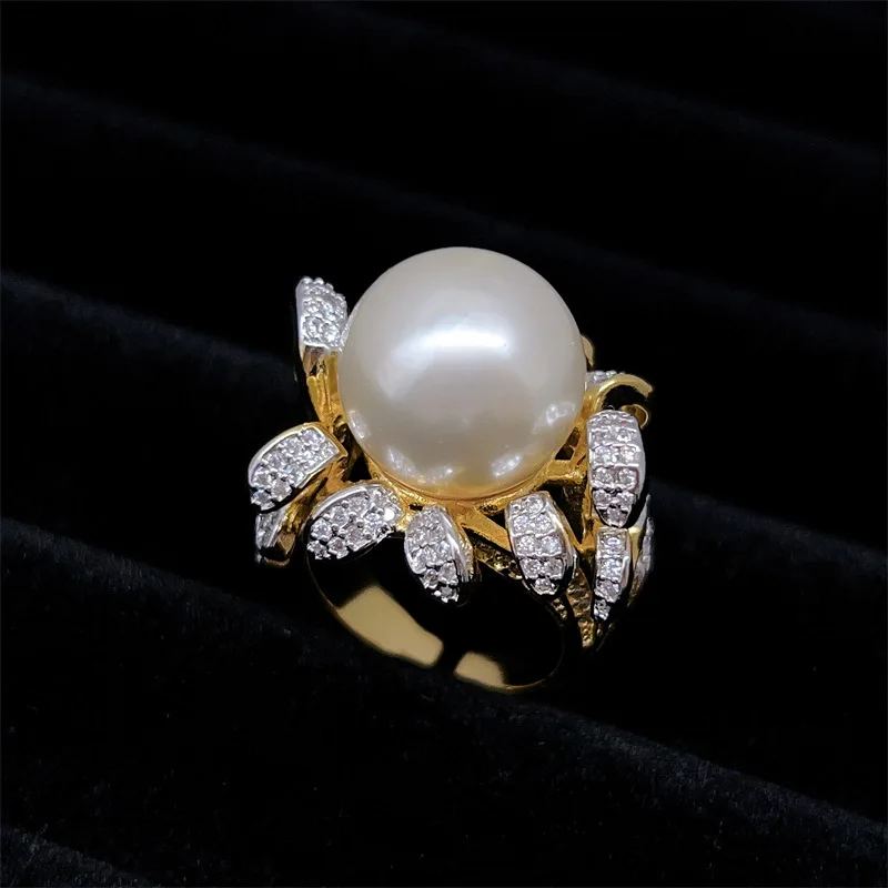 925 Sterling Silver French High-End Flower Pearl Ring For Women With A Light Luxury Temperament, Versatile And Elegant Ring