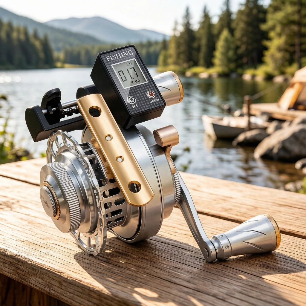 Digital Front Drag Ice Fishing Reel, All-Metal Micro Lead Valve Baitcasting , Anti-Saltwater Smooth Durable for Bridge Sea Boat